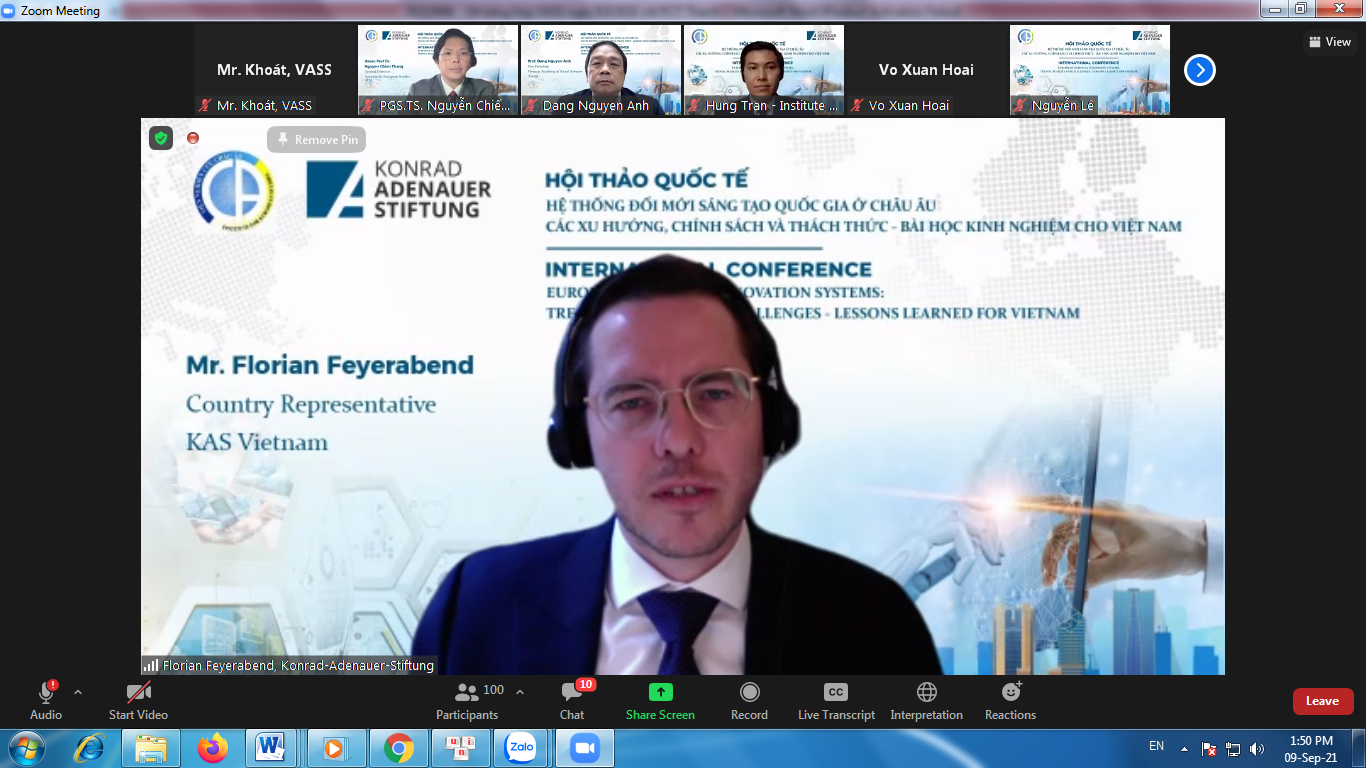Mr. Florian Feyerabend, Chief Representative of KAS Foundation of Germany in Vietnam, speaking at the Conference