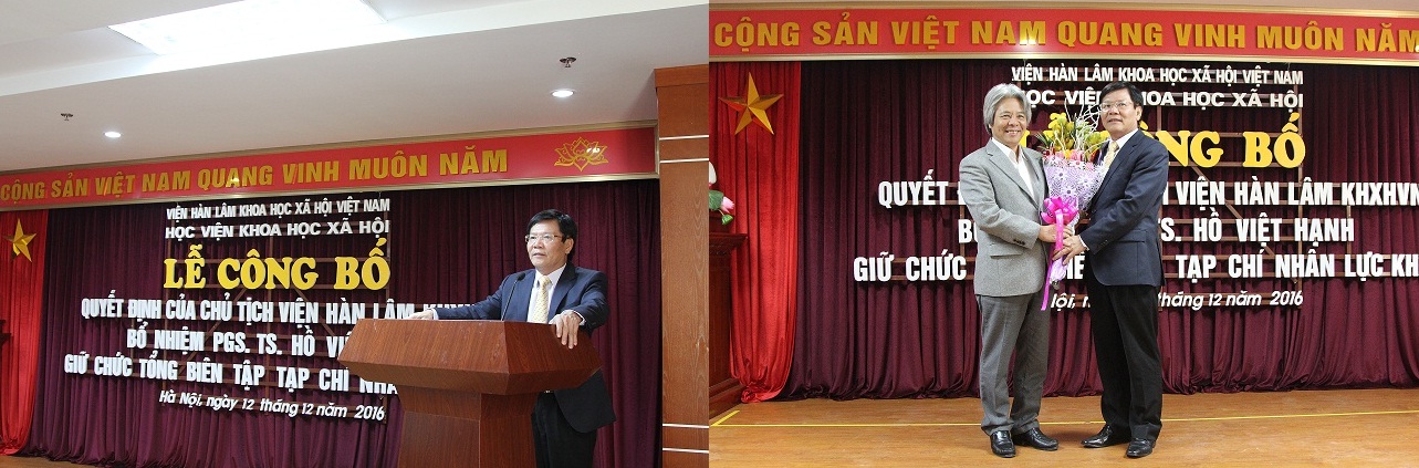 GS.TS. Nguyễn Quang Thuấn, Chủ tịch Viện Hàn lâm phát biểu và tặng hoa tri ân GS.TS. Võ Khánh Vinh