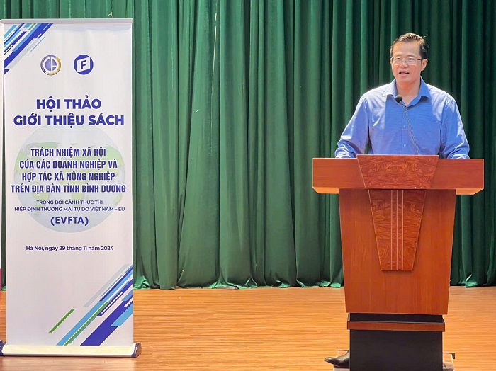 Ông Trần Hà Hải, Phó Chi cục Trưởng, Chi cục Chăn nuôi Thú y và Thủy sản tỉnh Bình Dương phát biểu tại Hội thảo
