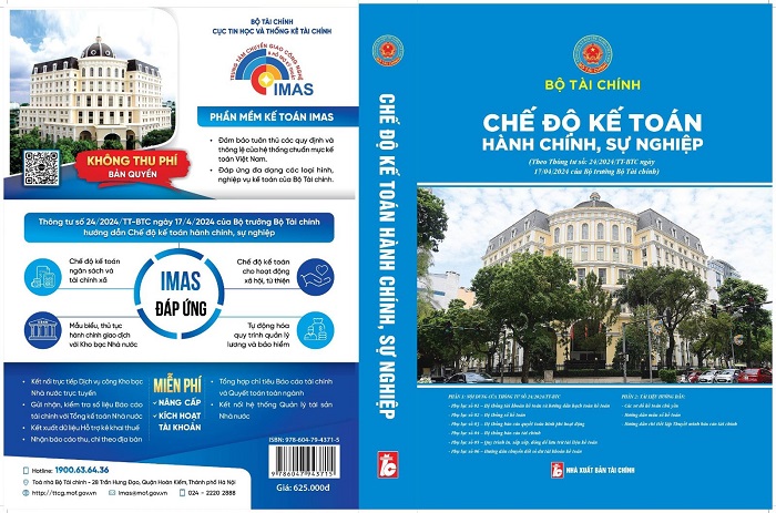 Bìa sách Hướng dẫn chế độ kế toán hành chính, sự nghiệp do Nhà xuất bản Tài chính in ấn, phát hành