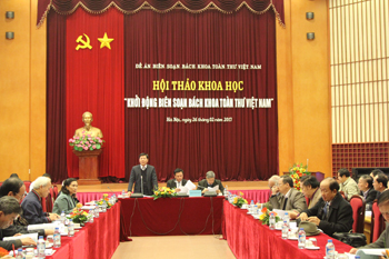 GS.TS. Nguyễn Quang Thuấn, Phó Chủ tịch Hội đồng Chỉ đạo, Chủ tịch Viện Hàn lâm khoa học xã hội Việt Nam phát biểu tại Hội thảo