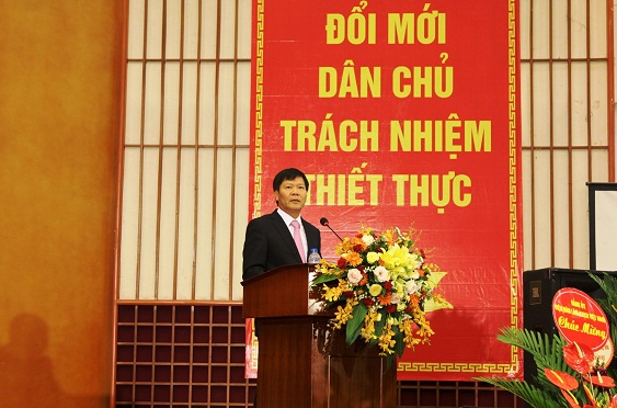 GS.TS. Nguyễn Quang Thuấn - Chủ tịch Viện Hàn lâm phát biểu <br>chỉ đạo tại Đại hội </br>