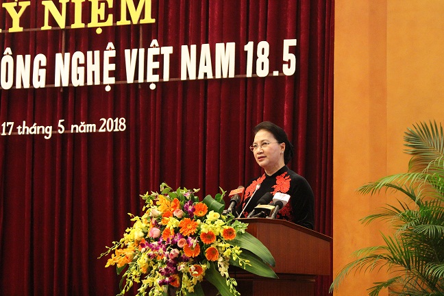 Chủ tịch Quốc hội Nguyễn Thị Kim Ngân phát biểu tại buổi lễ