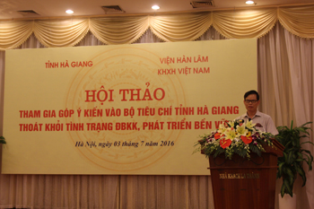 TS. Triệu Tài Vinh, Bí thư Tỉnh Hà Giang phát biểu tại Hội thảo