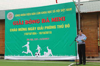 PGS.TS. Đinh Quang Hải, phát biểu Khai mạc Giải Bóng đá <br>Viện Hàn lâm năm 2015 