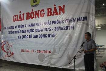  PGS.TS. Đinh Quang Hải phát biểu khai mạc<br> Giải bóng bàn năm 2016