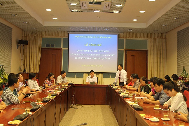 ThS. Nguyễn Thanh Hà, tân Trưởng ban Ban Hợp tác quốc tế<br> phát biểu nhận nhiệm vụ tại buổi Lễ