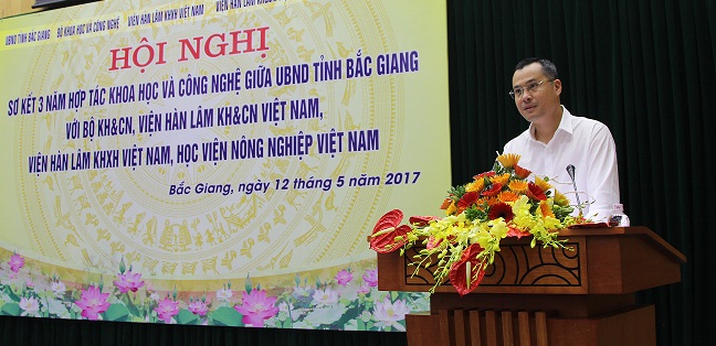 Đồng chí Phạm Đại Dương, Thứ trưởng Bộ Khoa học và<br>Công nghệ phát biểu tại Hội nghị