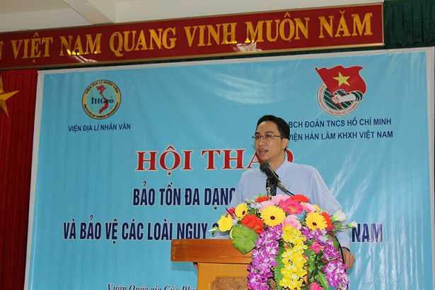 <br>TS. Phạm Quang Linh, Bí thư Đoàn Viện phát biểu chào mừng<br>tại Hội thảo