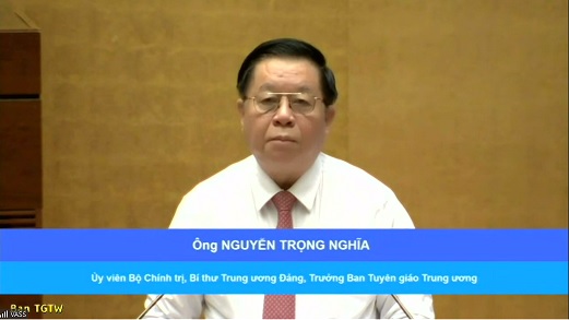 Đồng chí Nguyễn Trọng Nghĩa, Ủy viên Bộ Chính trị, Bí thư Trung ương Đảng, Trưởng Ban Tuyên giáo Trung ương quán triệt nội dung Quy định số 144-QĐ/TW của Bộ Chính trị