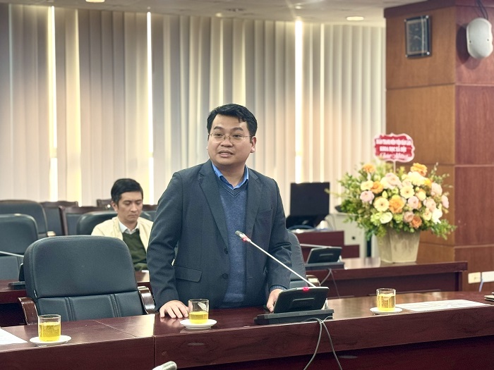Đồng chí Nguyễn Tuấn Anh, Bí thư Đoàn thanh niên Viện Hàn lâm phát biểu
